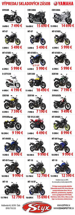 V Styxe spustili fantastický výpredaj skladových motocyklov Yamaha