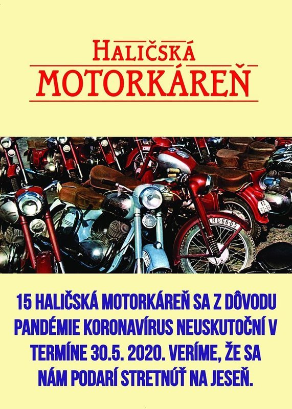 Haličská Motorkáreň 2020 - zrušená / presunutá