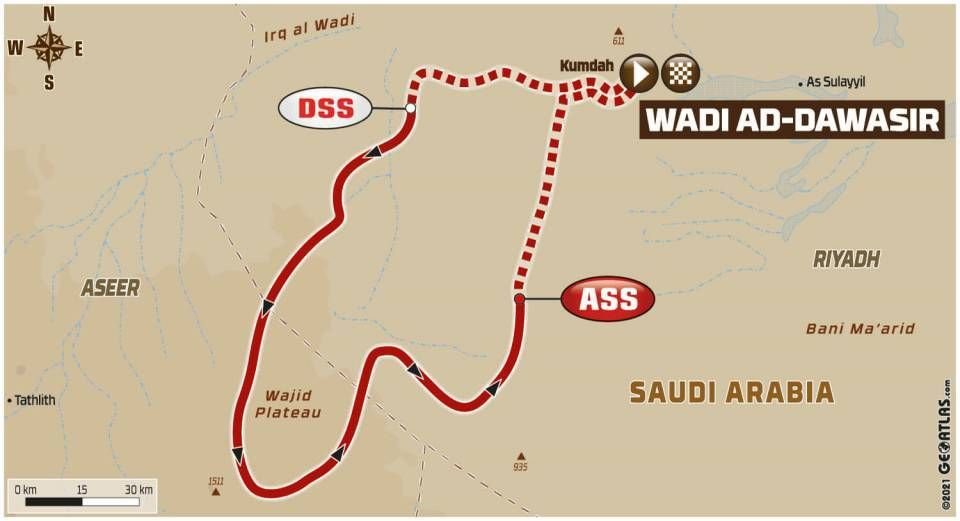 Dakar 2022 - 9. etapa - Wadi Ad Dawasir - mapa