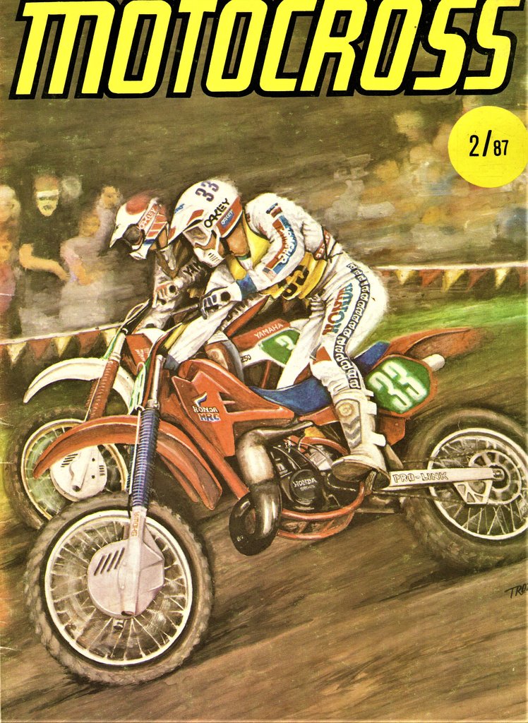 maľba pána Trojana na titulke výtlačku Motocross 2- 1987