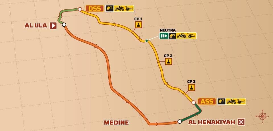 Dakar 2024: 1. etapa AL ULA > AL HENAKIYAH - mapa