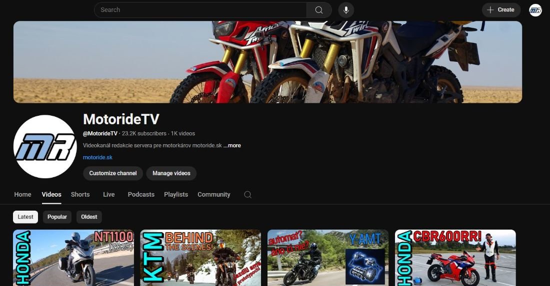 YouTube kanál Motoride TV dnes oslávil 16 rokov