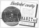 Dobová reklama na motocykel Manet 90, časopis Motocykl, 10.2.1949