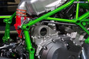 Kawasaki Ninja H2R 2015 - kompresor je poháňaný priamo prevodom od motora - Výstava EICA Miláno 4.11.2014