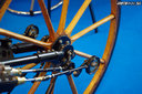 Kľukový mechanizmus na zadnom kolese - Prvý parný motocykel na svete, Sylvester Howard Roper, 1867-1869 - replika originálu
